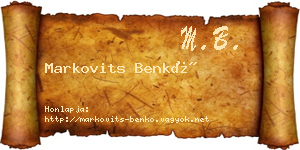Markovits Benkő névjegykártya